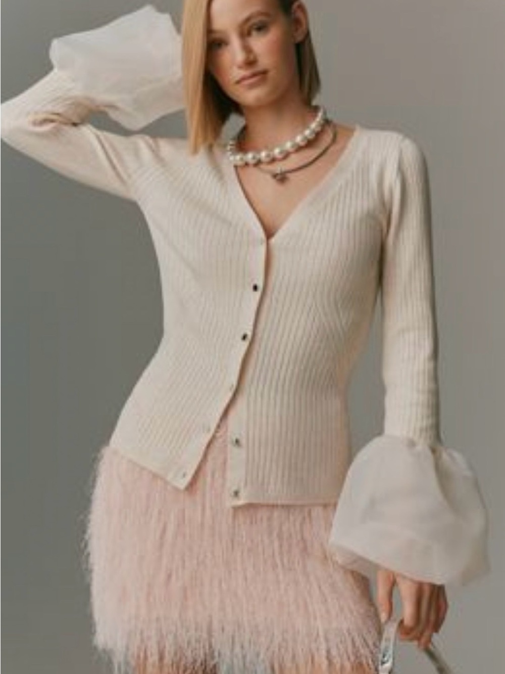 Maeve Long-Sleeve Organza
Cuff Sweater